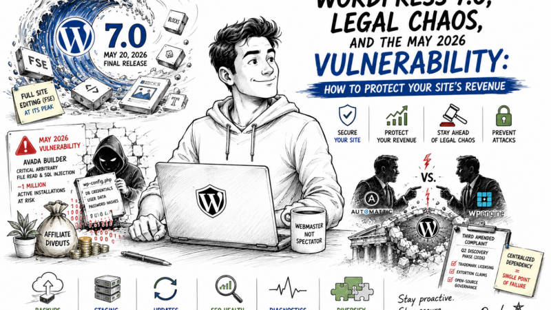 WordPress 7.0, Legal Chaos, and the May 2026 Vulnerability: How to Protect Your Site’s Revenue